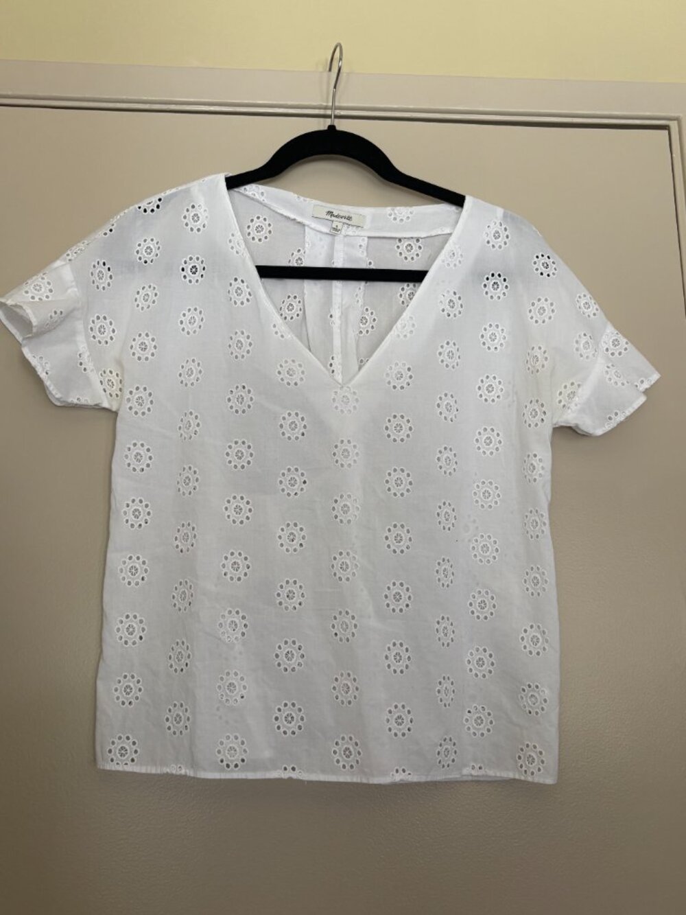 Madewell White Eyelet Ruffle Sleeve Top – Small - Picture 3 of 8
